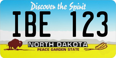 ND license plate IBE123