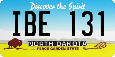 ND license plate IBE131