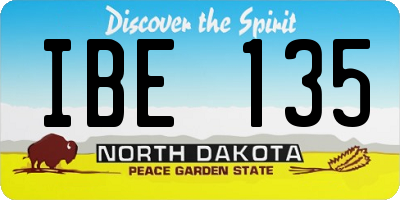 ND license plate IBE135