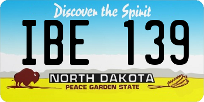 ND license plate IBE139