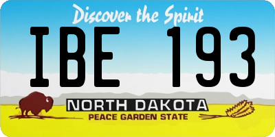 ND license plate IBE193