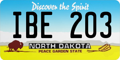 ND license plate IBE203