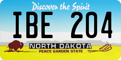 ND license plate IBE204