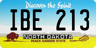 ND license plate IBE213