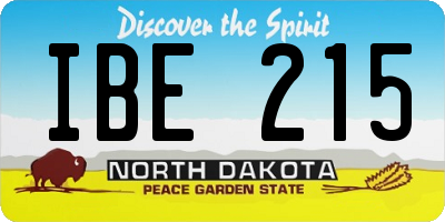ND license plate IBE215