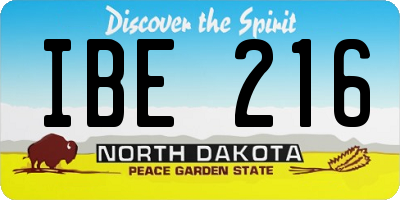 ND license plate IBE216