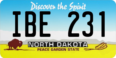ND license plate IBE231