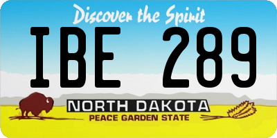ND license plate IBE289