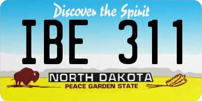 ND license plate IBE311