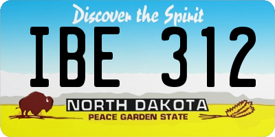 ND license plate IBE312