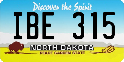 ND license plate IBE315