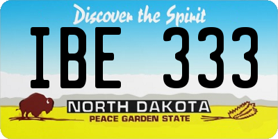 ND license plate IBE333