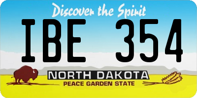 ND license plate IBE354