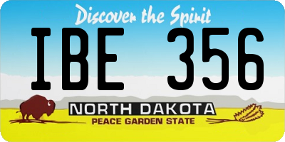 ND license plate IBE356