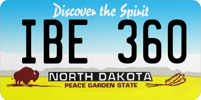 ND license plate IBE360