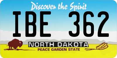 ND license plate IBE362