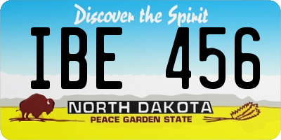 ND license plate IBE456