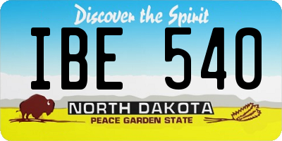 ND license plate IBE540