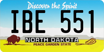 ND license plate IBE551