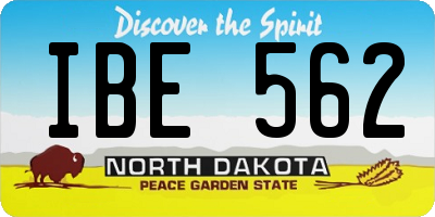 ND license plate IBE562