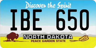 ND license plate IBE650