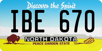 ND license plate IBE670