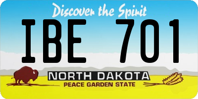 ND license plate IBE701