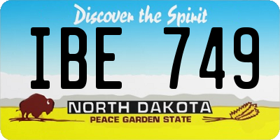 ND license plate IBE749