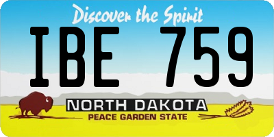ND license plate IBE759