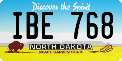 ND license plate IBE768