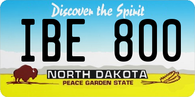 ND license plate IBE800