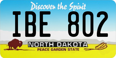 ND license plate IBE802