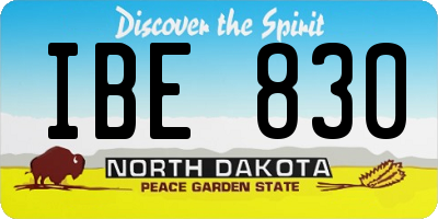 ND license plate IBE830