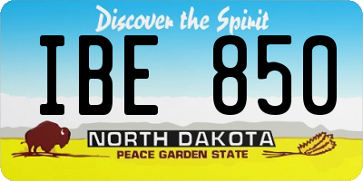 ND license plate IBE850