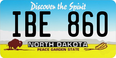 ND license plate IBE860