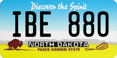 ND license plate IBE880