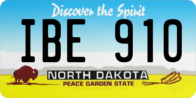 ND license plate IBE910