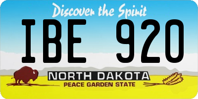 ND license plate IBE920