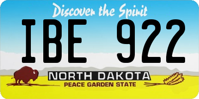 ND license plate IBE922