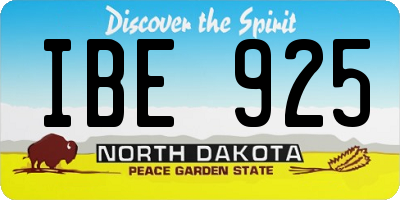 ND license plate IBE925