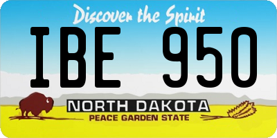 ND license plate IBE950
