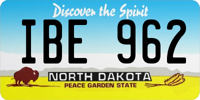 ND license plate IBE962