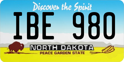 ND license plate IBE980