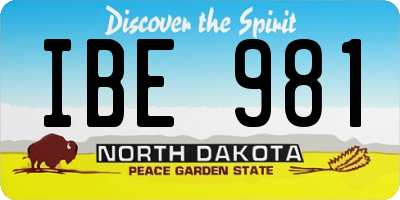 ND license plate IBE981