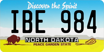 ND license plate IBE984