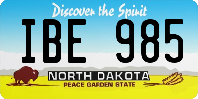 ND license plate IBE985