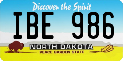 ND license plate IBE986
