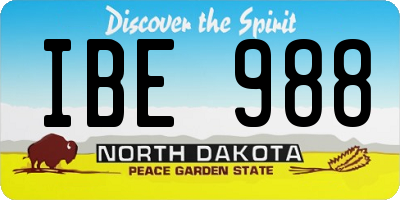 ND license plate IBE988