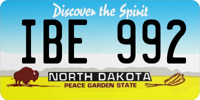 ND license plate IBE992