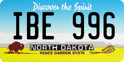 ND license plate IBE996